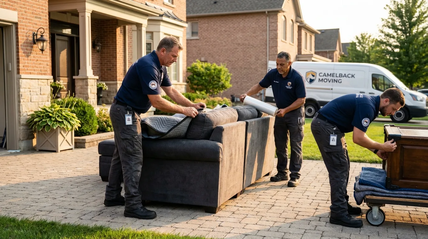 Large estate moving crew wrapping furniture in Fort Ashby, WV