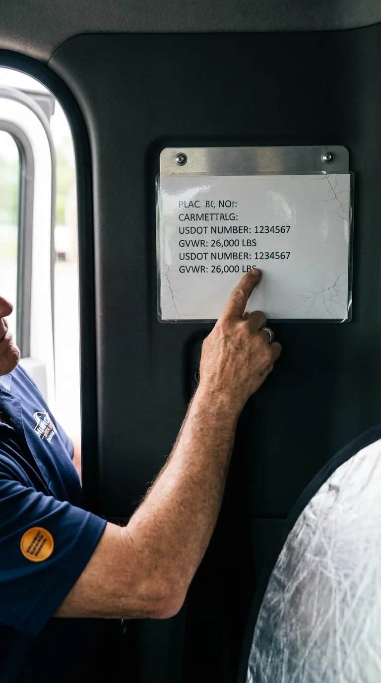 USDOT licensing placard verification in Fort Ashby